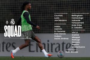 皇马远征阿拉木图名单：姆巴佩、维尼修斯领衔，米利唐因伤缺席