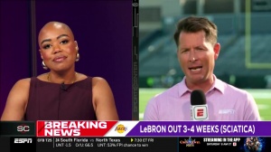 ESPN记者调侃詹姆斯“抹点轩尼诗治病”😭光头女主持哭笑不得