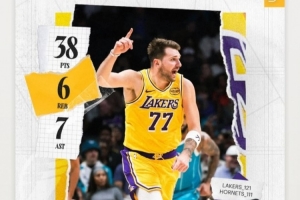 38分6板7助！拉拉维亚转发东契奇的数据海报