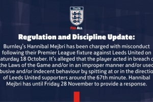 官方:汉尼拔因向利兹联球迷吐口水而被指控 球员需本月28日前回应
