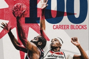 哈登成背景！奇才发库利巴利生涯100帽海报 帽字母哥图片却是哈登