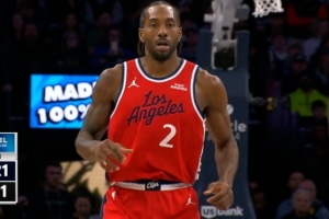 率先发力！小卡弧顶三分命中 快船领先森林狼两位数