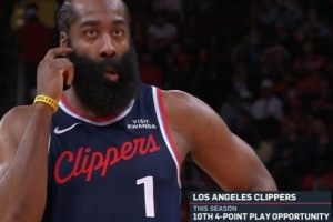 绝活！哈登本赛季已经10次打成3+1 领跑全联盟