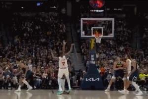 杜兰特跳投落地踩到老队友布鲁斯·布朗脚 裁判回看升级一级恶犯