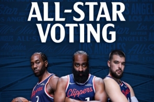 全明星拉票！快船晒哈登/小卡/祖巴茨海报：为快船队投票吧