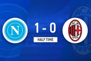 半场- 米兰0-1那不勒斯 内雷斯破门迈尼昂脱手致丢球