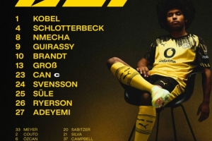 多特VS门兴首发：施洛特贝克、布兰特领衔，聚勒、吉拉西出战