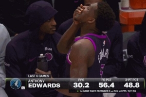 伤病没好利索？杰伦威罚球期间 爱德华兹在场边吃了点药