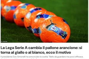 色盲球迷投诉看不见橙色皮球，意甲主席：将陆续回归白色或黄色