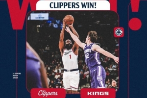 21分5助0失误！快船发布赢球海报：哈登投篮瞬间成为封面