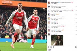 当选全场最佳，加布里埃尔社媒晒庆祝照：赞美和荣耀归于上帝！