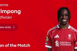 客串右边锋！英超官方：弗林蓬当选利物浦vs利兹联全场最佳