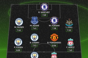 whoscored英超12月最佳阵：B费、谢尔基领衔，福法纳、维尔茨在列