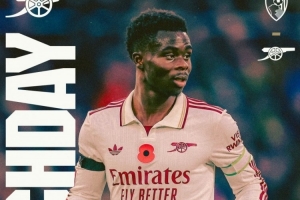 志在必得！阿森纳发布客战伯恩茅斯海报，萨卡单人出镜